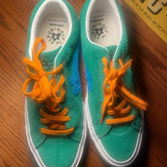 CONVERSE ONE STAR X TYLER THE CREATOR GOLF DE LE FLEUR, SIZE 10 ~JOLLY GREEN - Picture 2 of 8